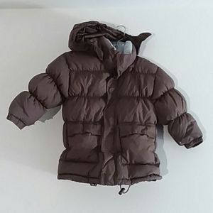 HP🎉Puffer Coat Jacadi France Duck Down Filled Hoodie Girl 4 Taupe euc